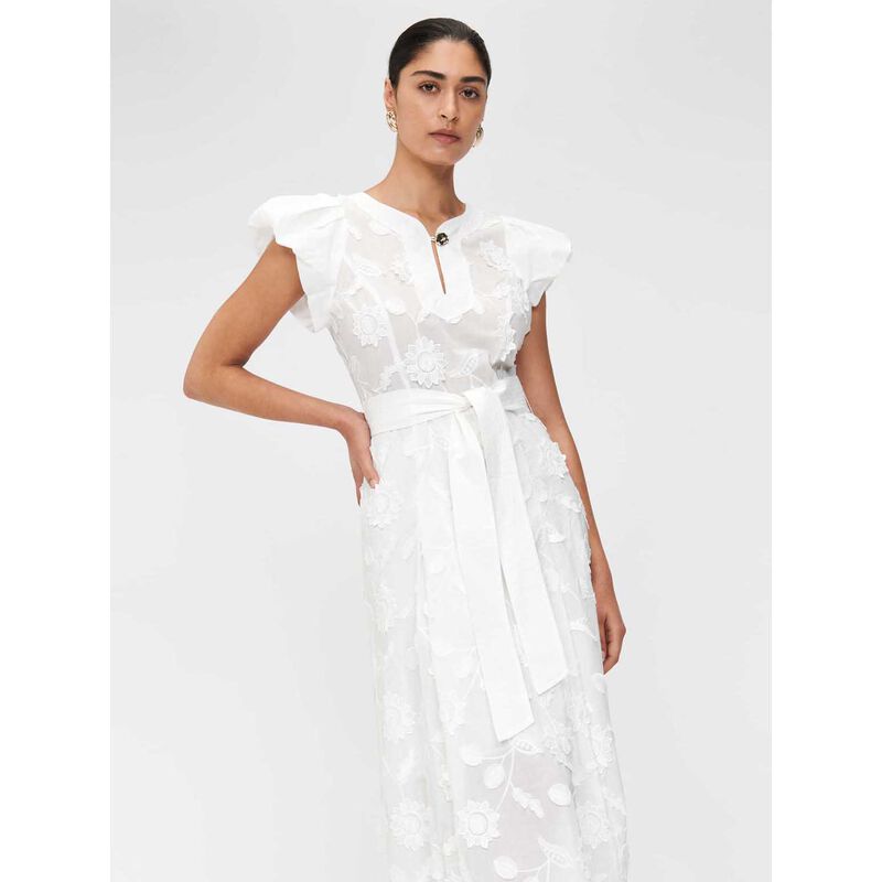 Veronika Maine Sunflower Embroidered Cotton Midi Dress image number 3